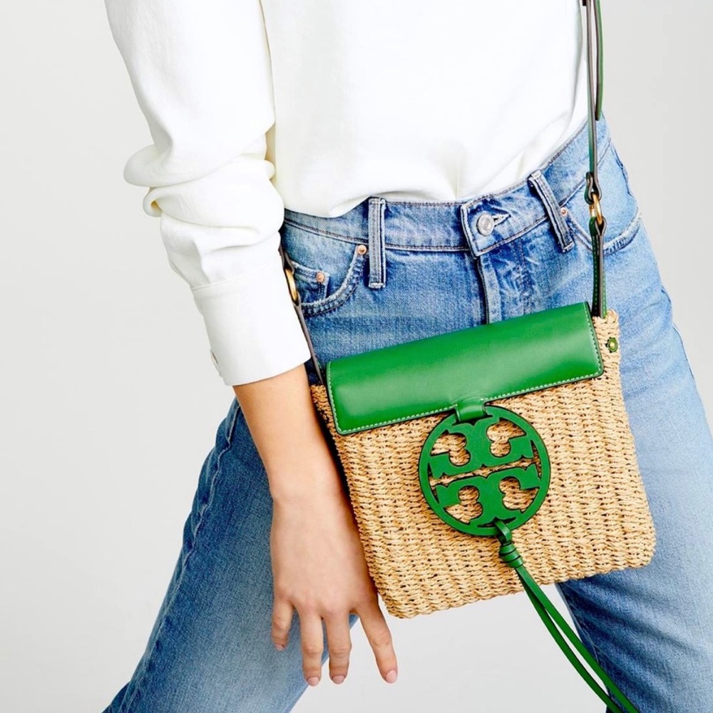 New with tags: Tory Burch Miller straw crossbody bag, perfect for spring!